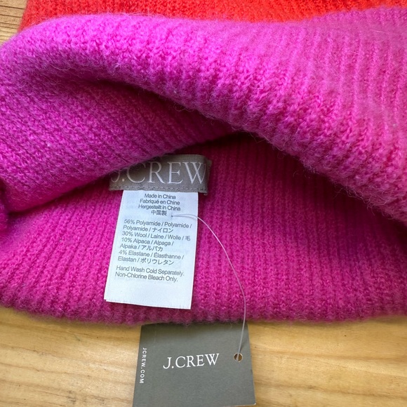J CREW NWT Ribbed Knit Beanie in Super Soft Yarn Women's OS Rose & Orange - Picture 8 of 8